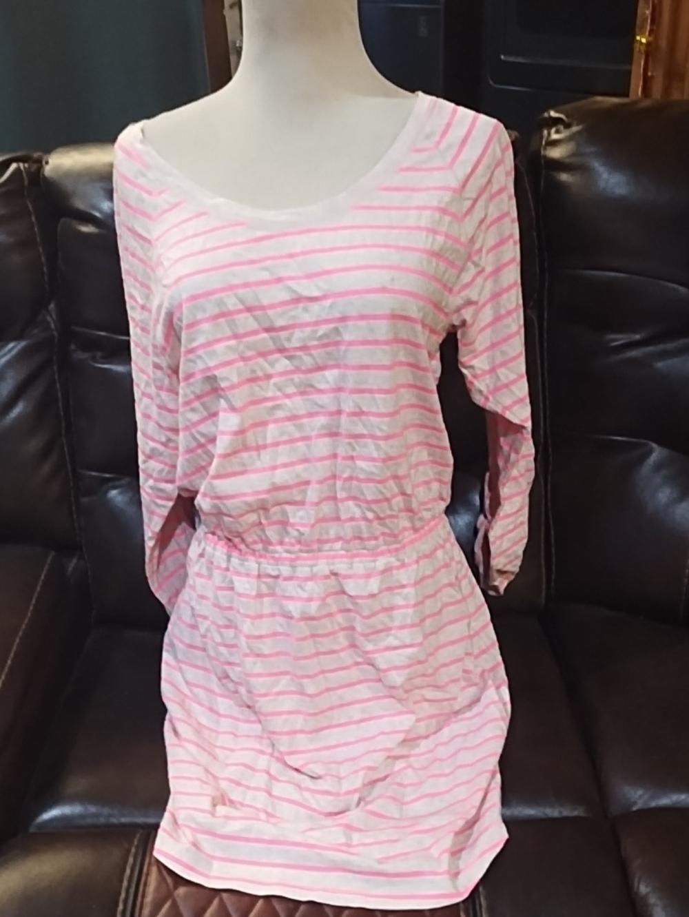 Express Pink and White Striped Dress